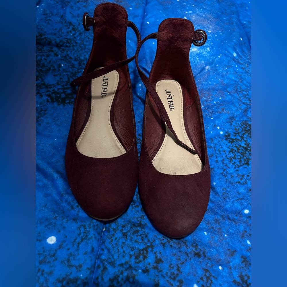 JustFab Women's Deep Burgundy Flats